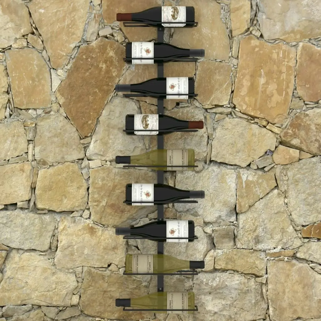 Wall-mounted Wine Rack for 9 Bottles Black Iron 289561