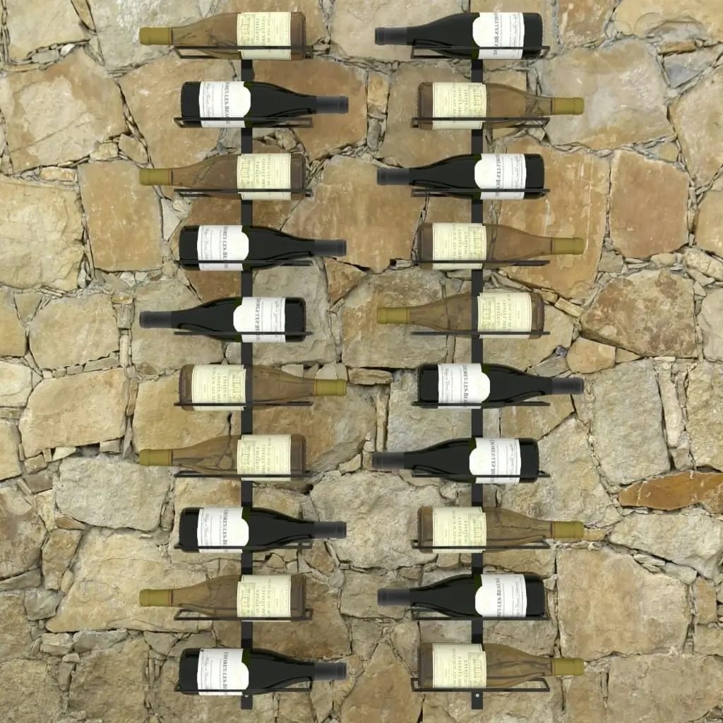 Wall-mounted Wine Racks for 20 Bottles 2 pcs Black Metal 289567