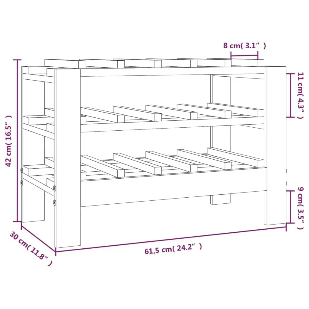 Wine Rack 61.5x30x42 cm Solid Wood Pine 822561