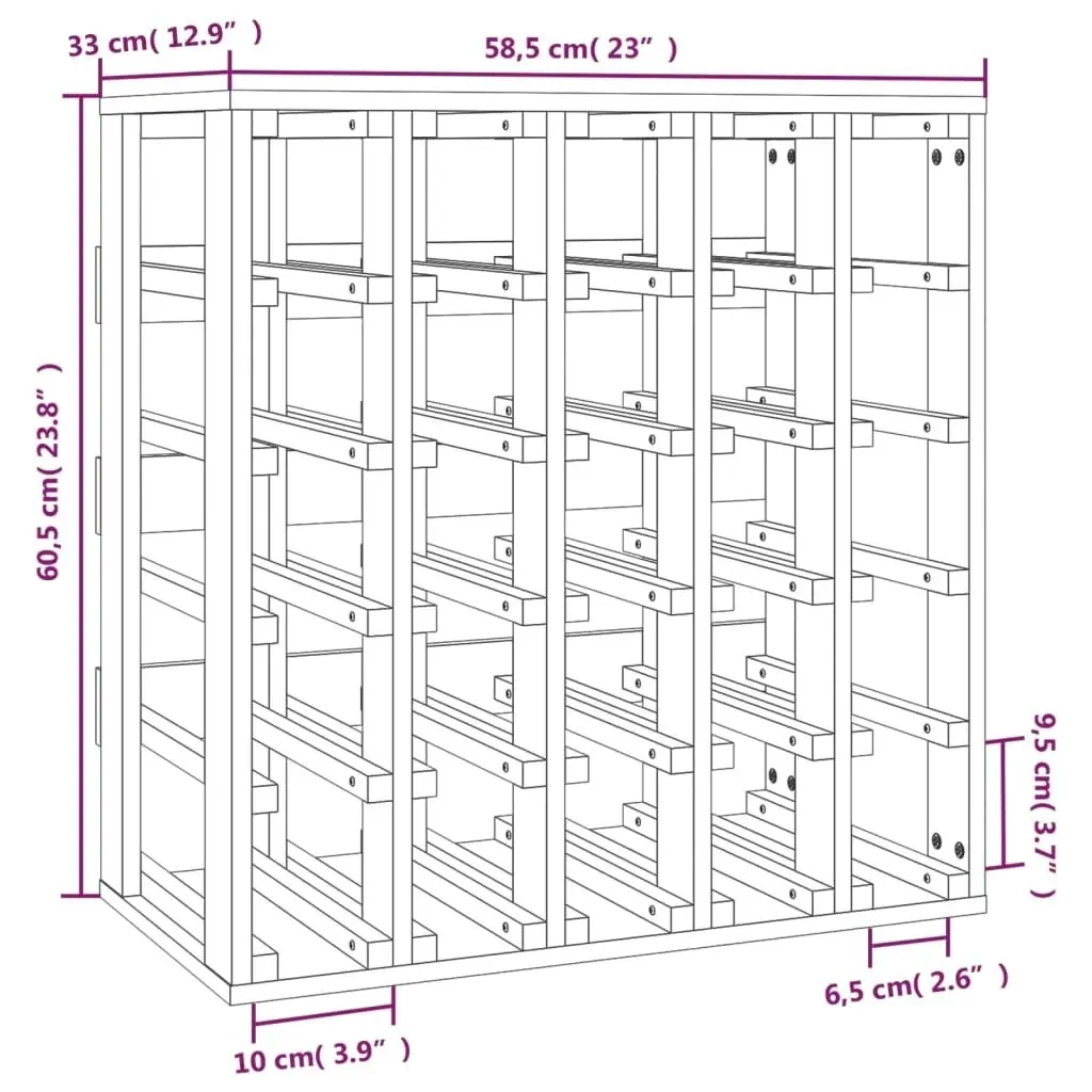 Wine Rack 58.5x33x60.5 cm Solid Wood Pine 822526