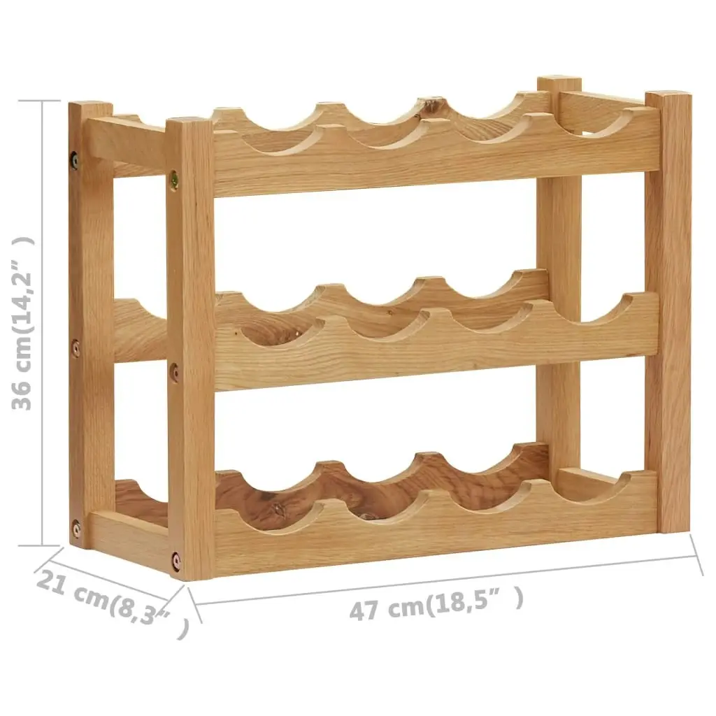 Wine Rack for 12 Bottles 47x21x36 cm Solid Oak Wood 289202