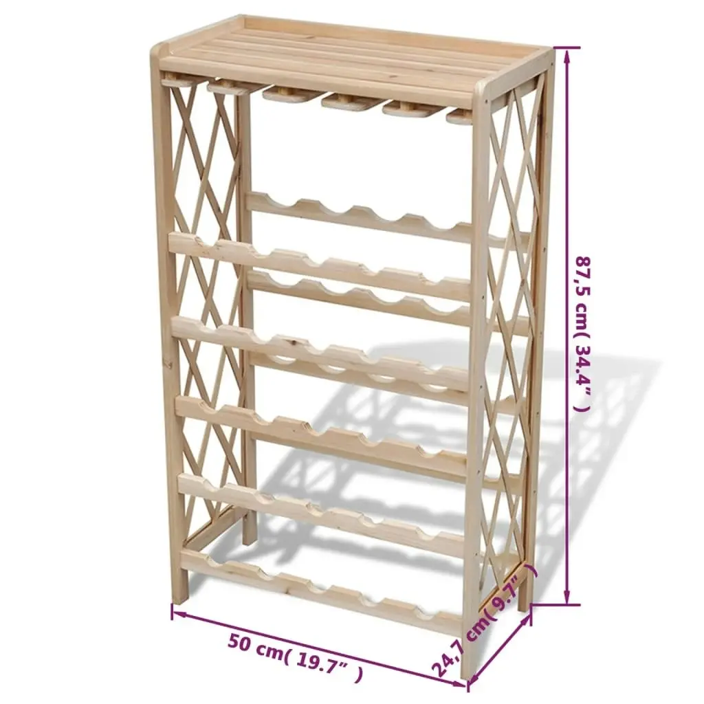 Wine Rack for 25 Bottles Solid Fir Wood 241068