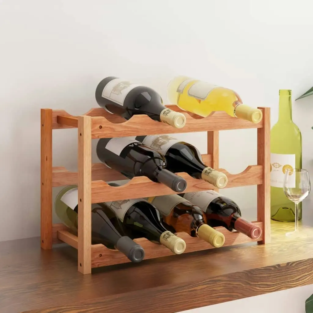 Wine Rack for 12 Bottles Solid Wood Walnut 350360