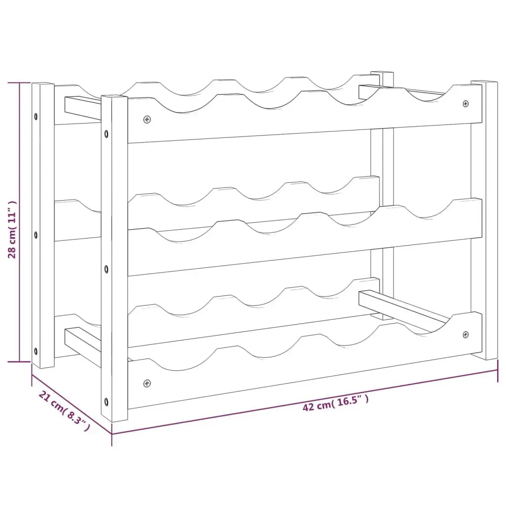 Wine Rack for 12 Bottles Solid Wood Walnut 350360