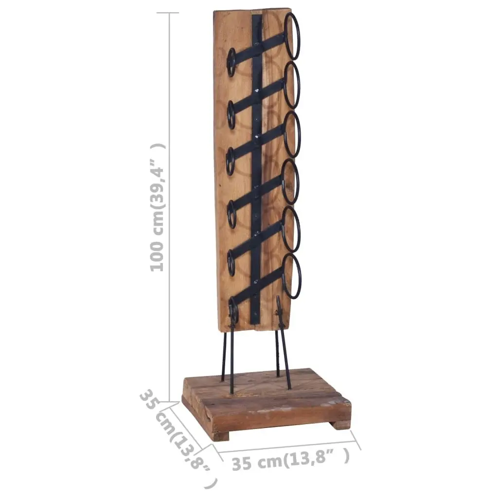 Wine Rack for 6 Bottles 35x35x100 cm Solid Teak Wood 288809