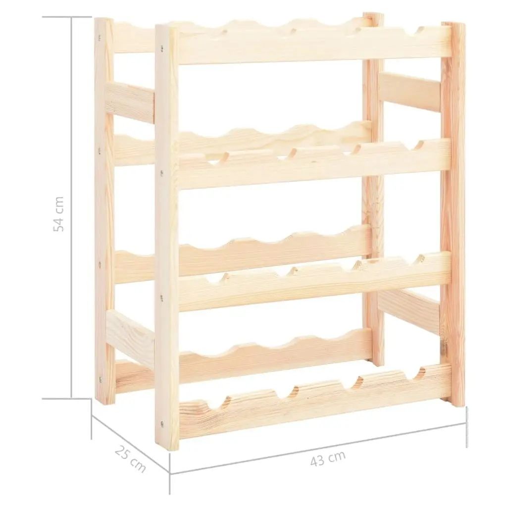 Wine Rack for 16 Bottles Solid Wood Pine 286192