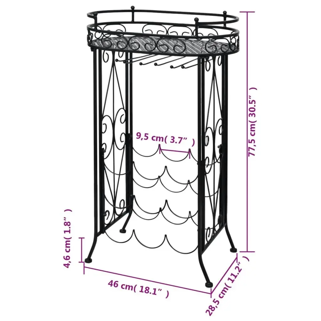 Wine Rack with Glass Holder for 9 Bottles Metal 240940