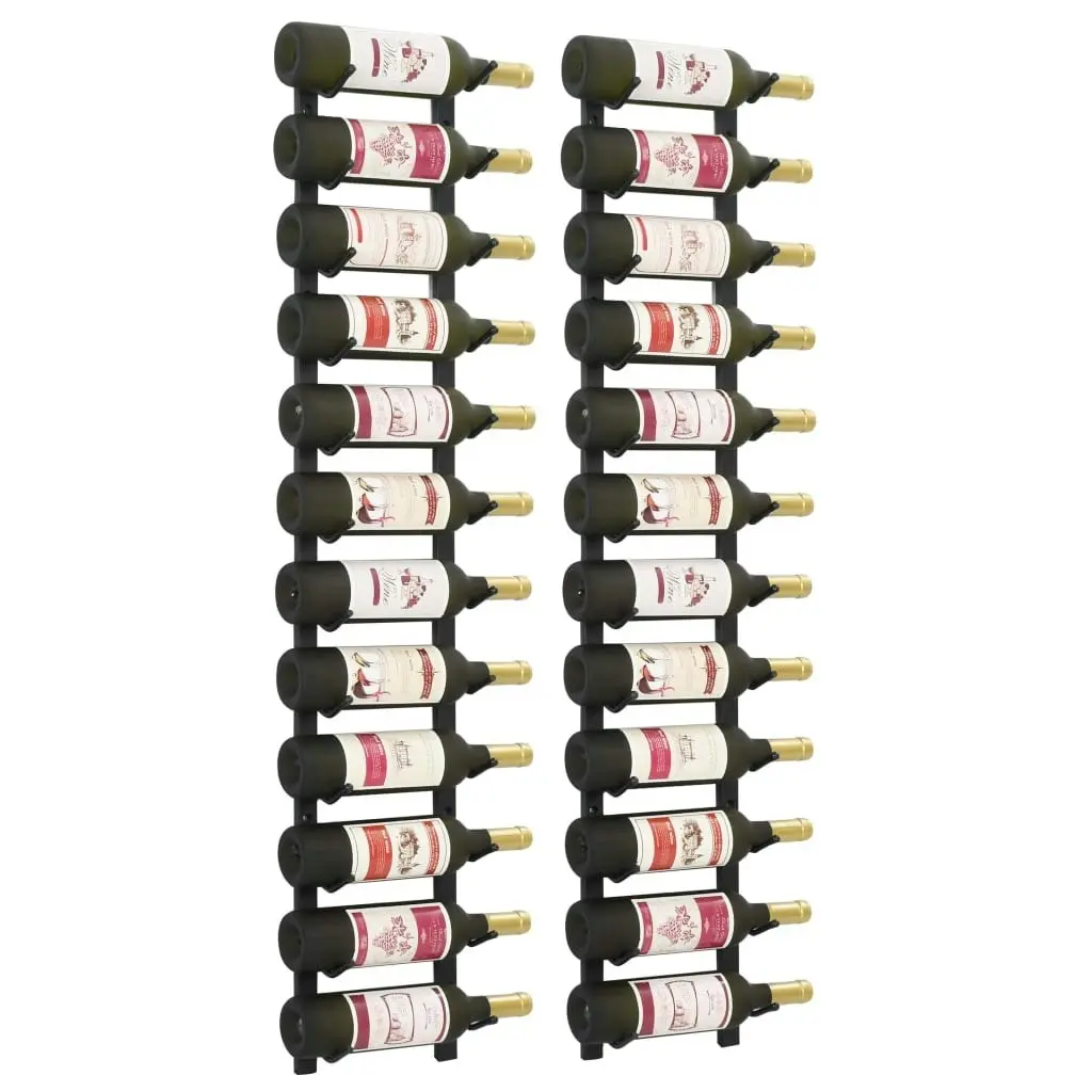 Wall Mounted Wine Racks for 12 Bottles 2 pcs Black Iron 282467