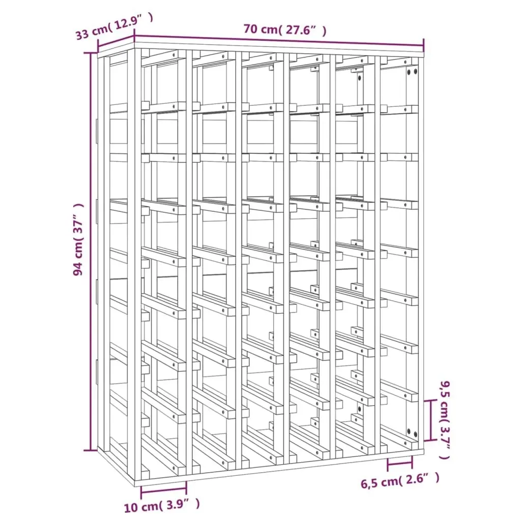 Wine Rack 70x33x94 cm Solid Wood Pine 822531