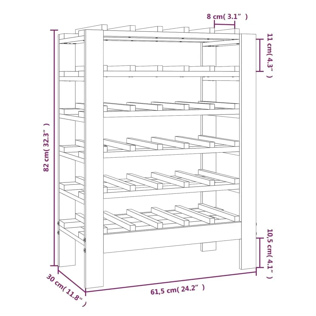 Wine Rack 61.5x30x82 cm Solid Wood Pine 822556