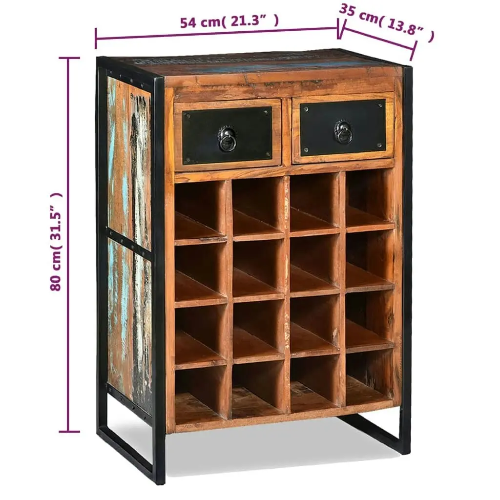 Wine Rack for 16 Bottles Solid Reclaimed Wood 244831