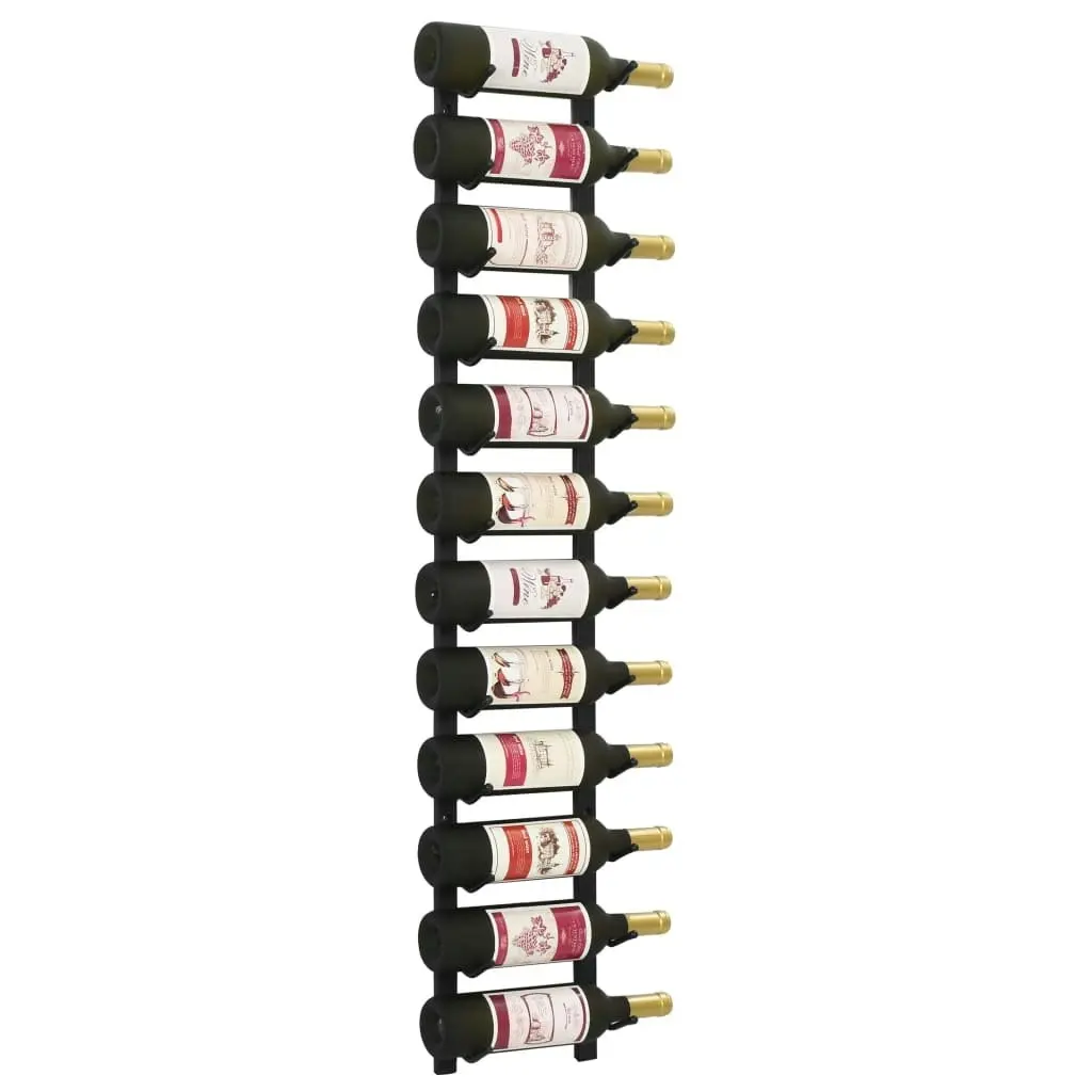 Wall Mounted Wine Rack for 12 Bottles Black Iron 282466