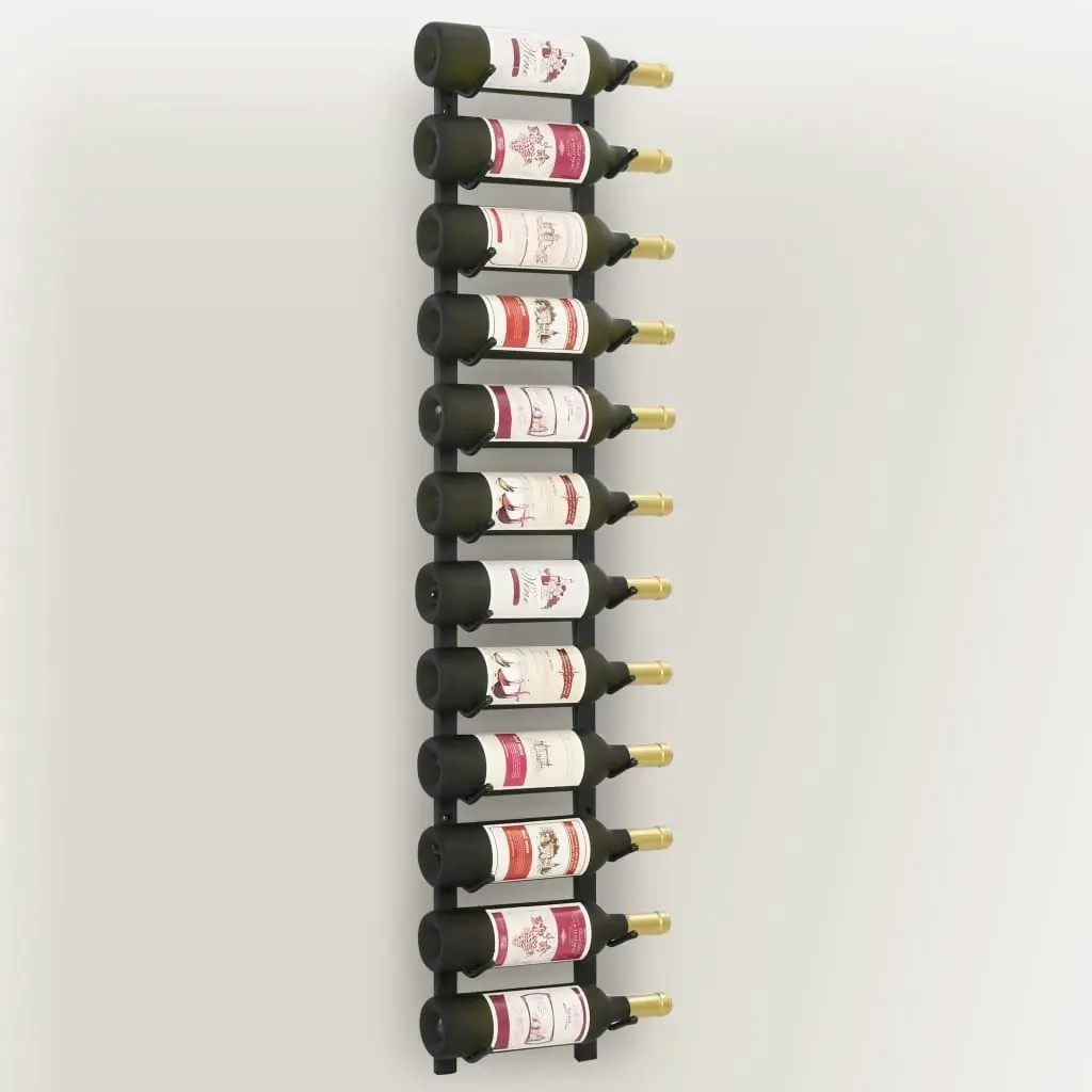 Wall Mounted Wine Rack for 12 Bottles Black Iron 282466