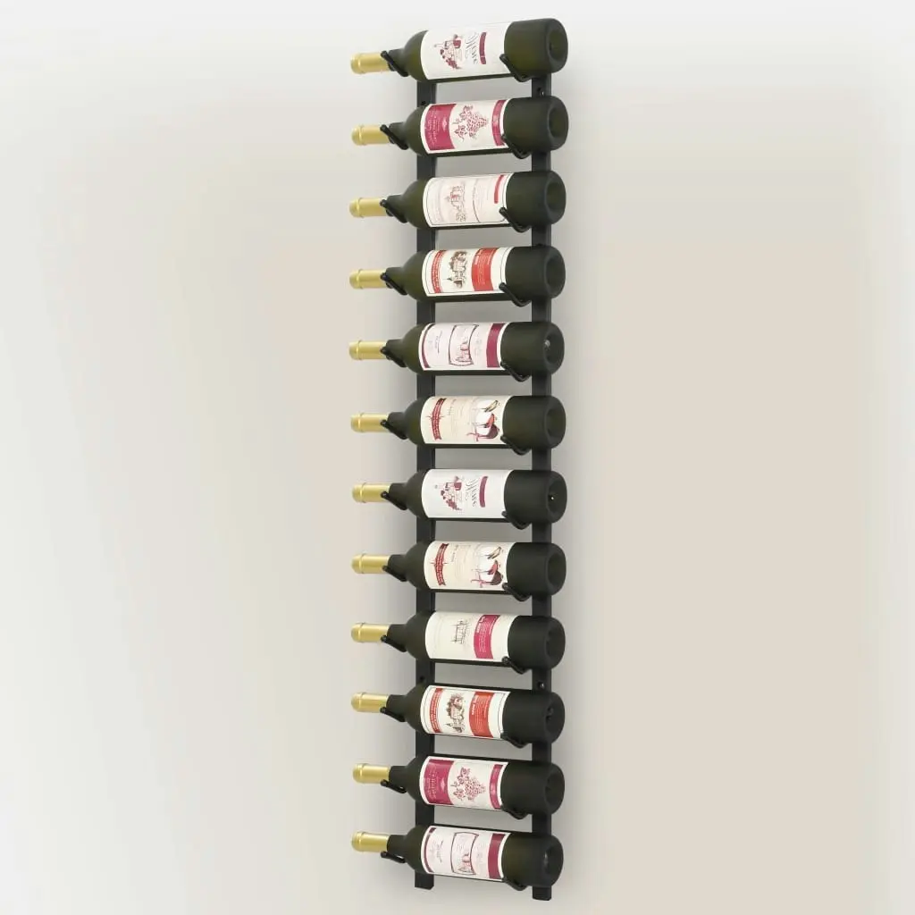 Wall Mounted Wine Rack for 12 Bottles Black Iron 282466