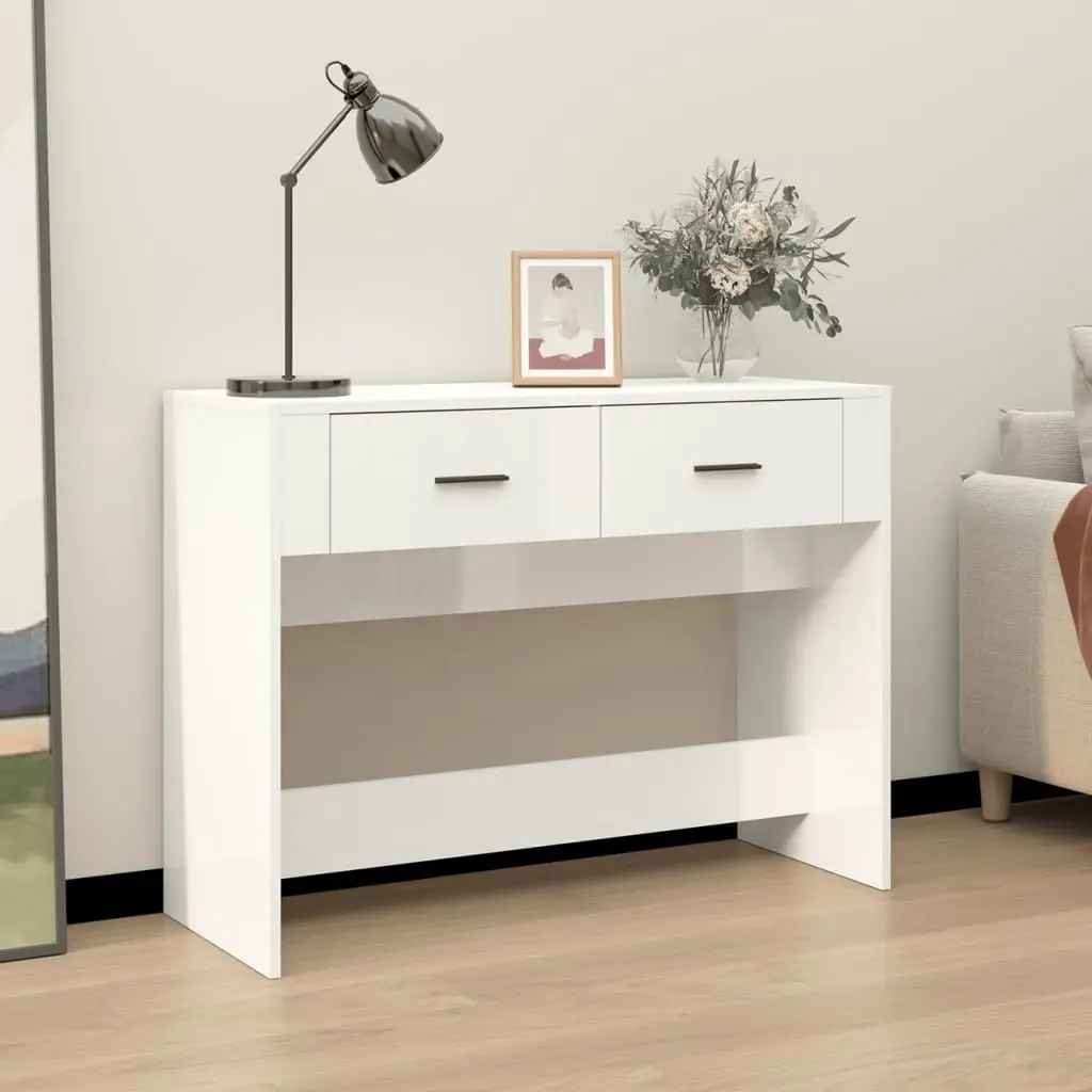 Console Table High Gloss White 100x39x75 cm Engineered Wood 816778