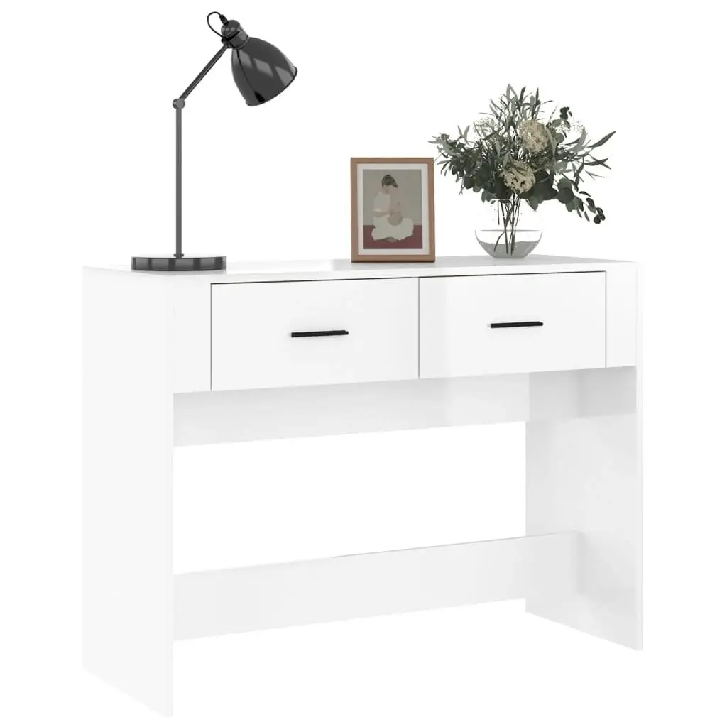 Console Table High Gloss White 100x39x75 cm Engineered Wood 816778