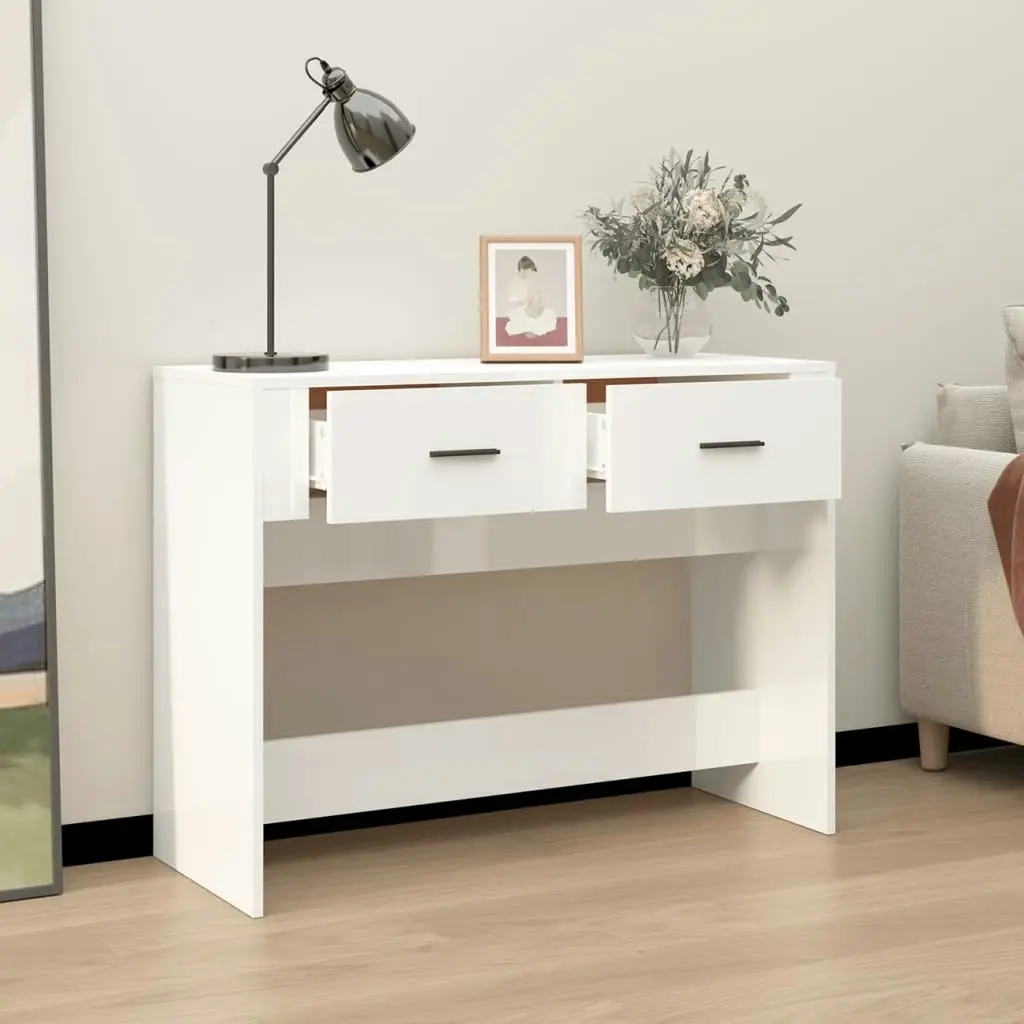 Console Table High Gloss White 100x39x75 cm Engineered Wood 816778