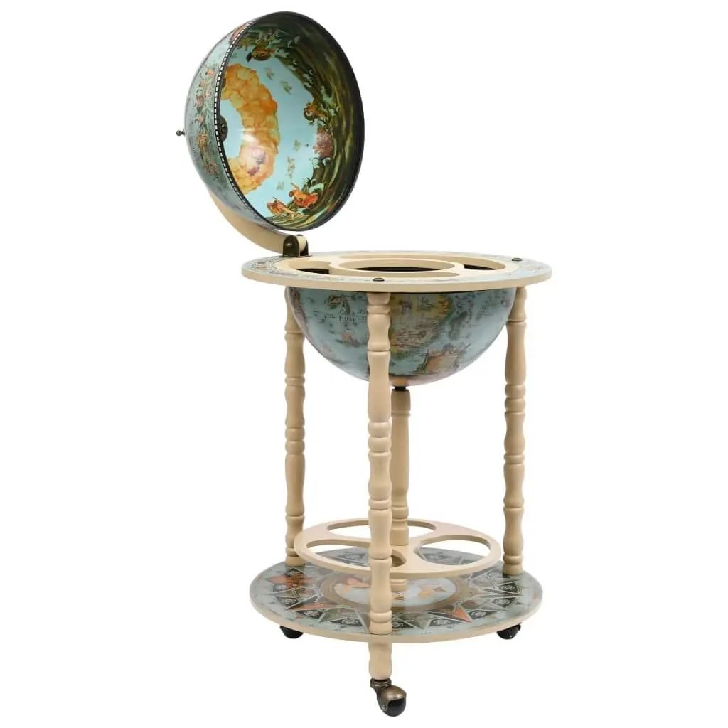 Globe Bar Wine Stand Eucalyptus Wood Blue 320906