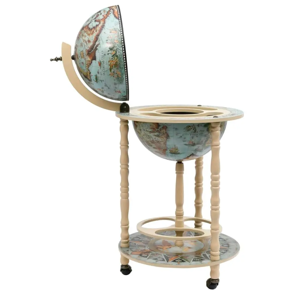 Globe Bar Wine Stand Eucalyptus Wood Blue 320906