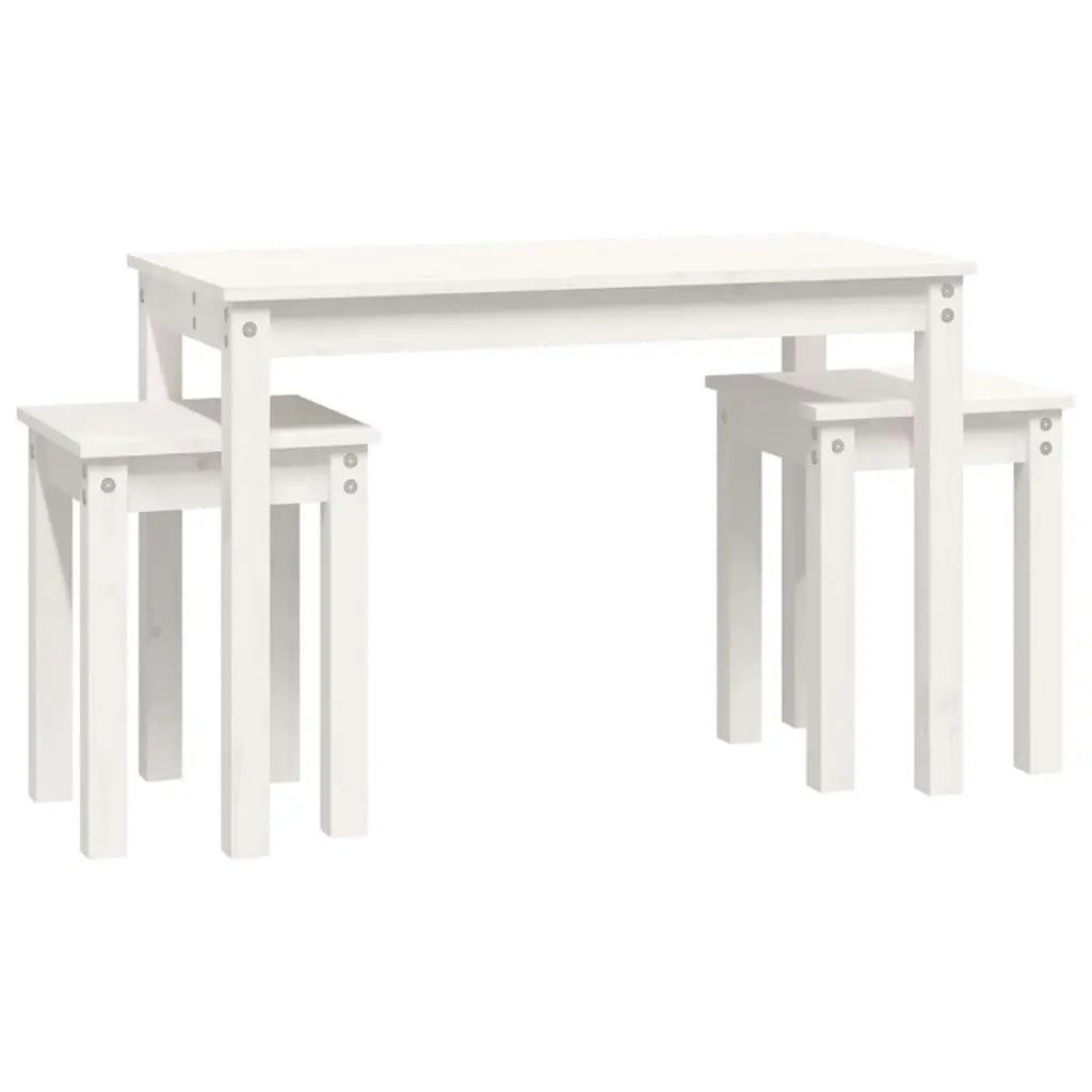 Nesting Tables 3 pcs White Solid Wood Pine 824979