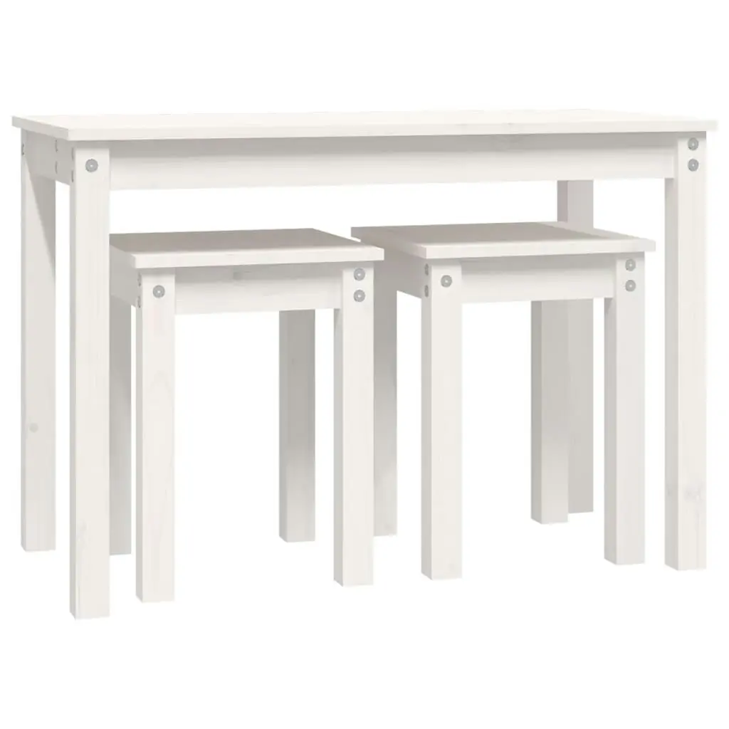 Nesting Tables 3 pcs White Solid Wood Pine 824979