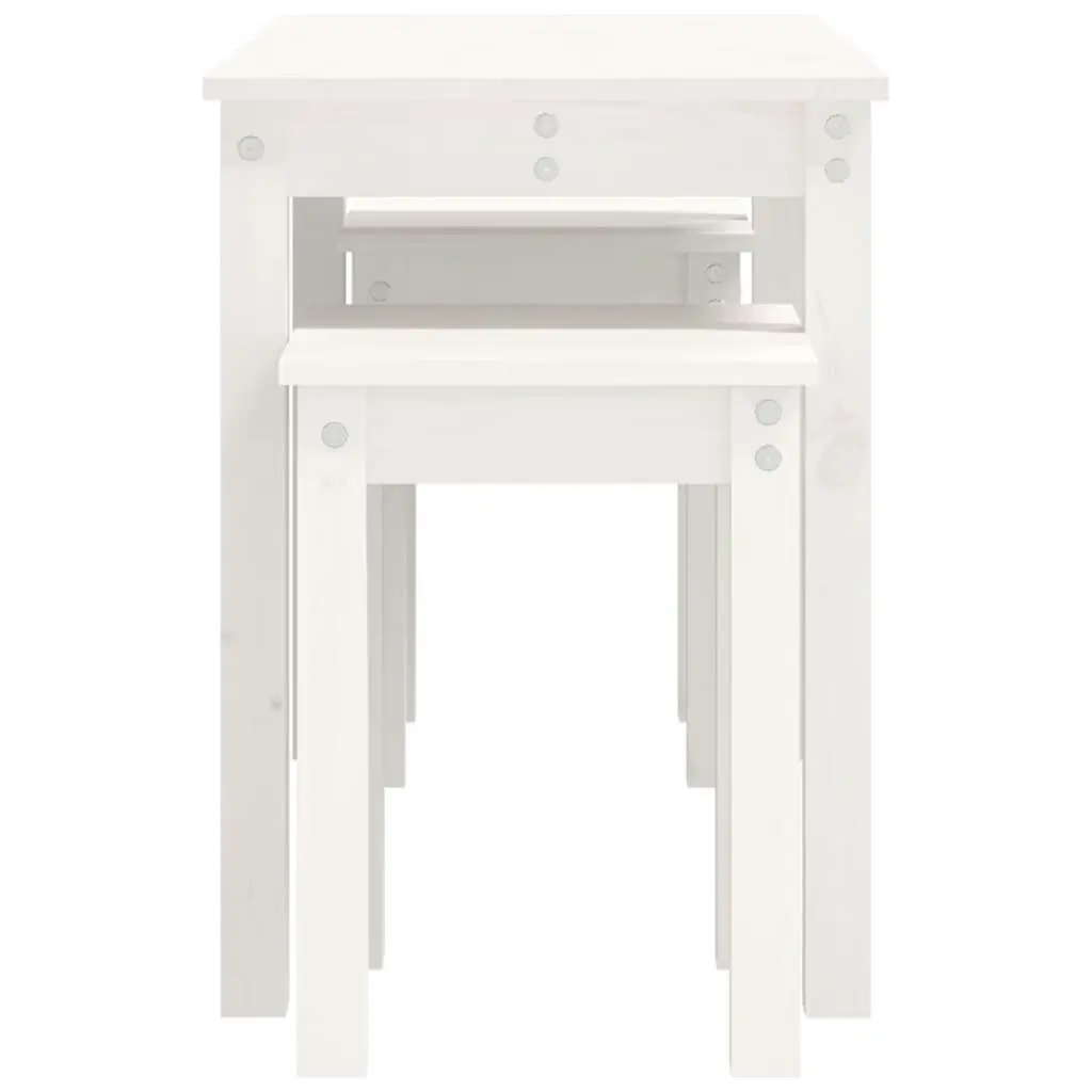 Nesting Tables 3 pcs White Solid Wood Pine 824979