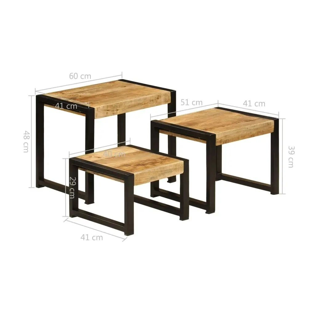 Nesting Tables 3 pcs Solid Mango Wood 247404