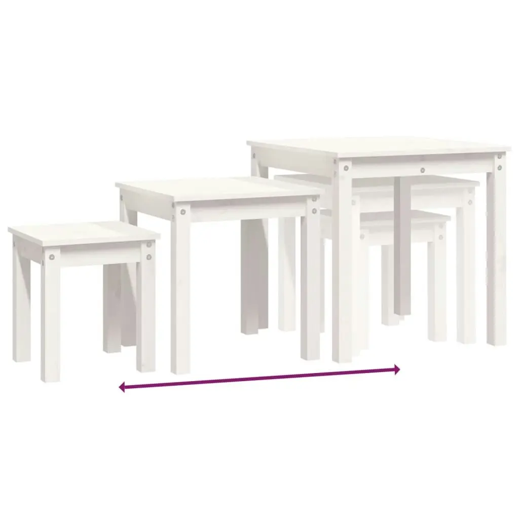 Nesting Tables 3 pcs White Solid Wood Pine 824974