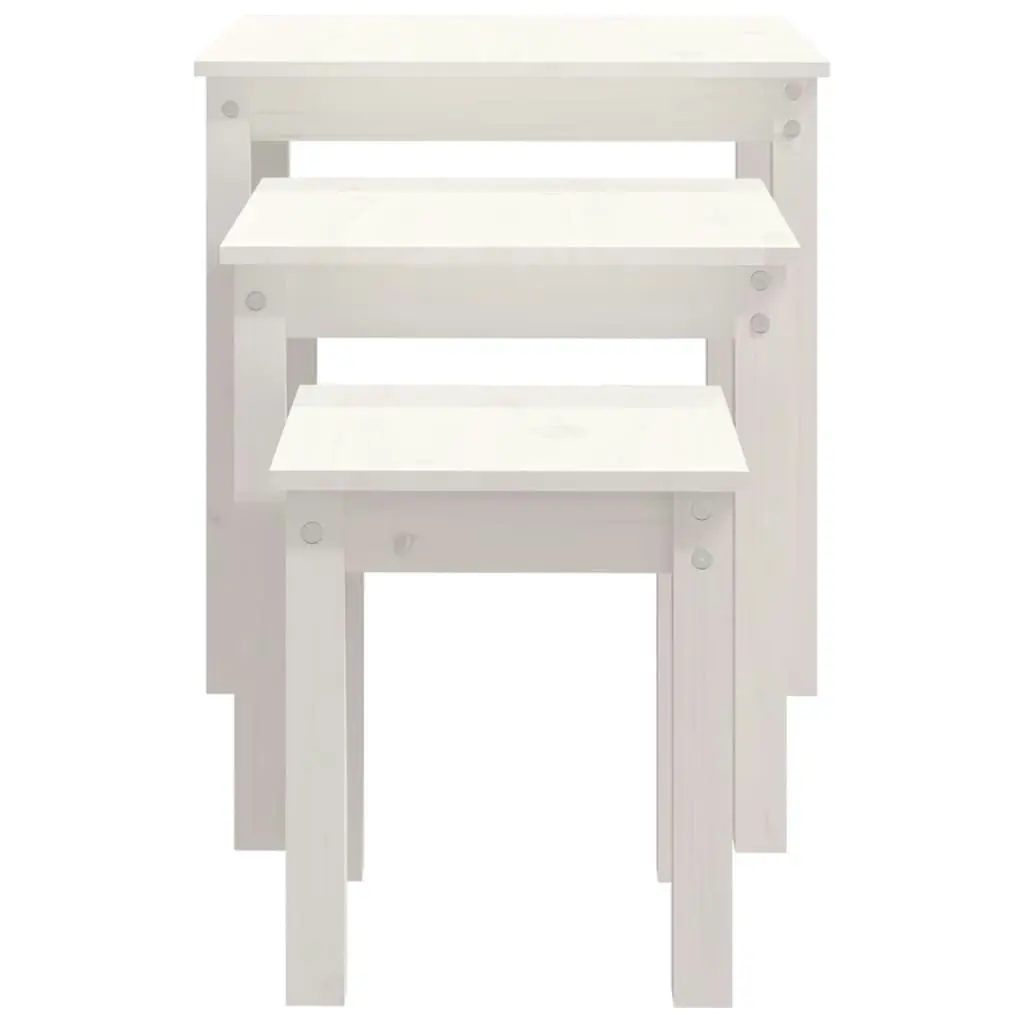 Nesting Tables 3 pcs White Solid Wood Pine 824974