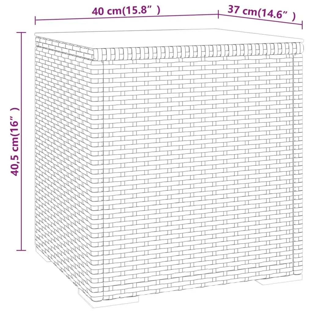 Side Table Grey 40x37x40.5 cm Poly Rattan and Tempered Glass 319389