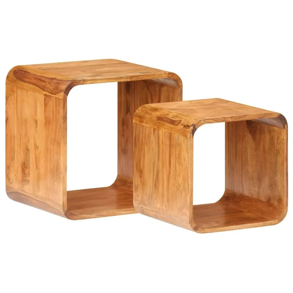 Side Tables 2 pcs Solid Acacia Wood Honey Finish 289627