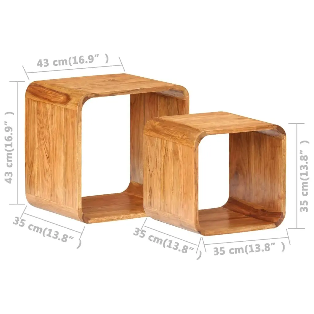 Side Tables 2 pcs Solid Acacia Wood Honey Finish 289627