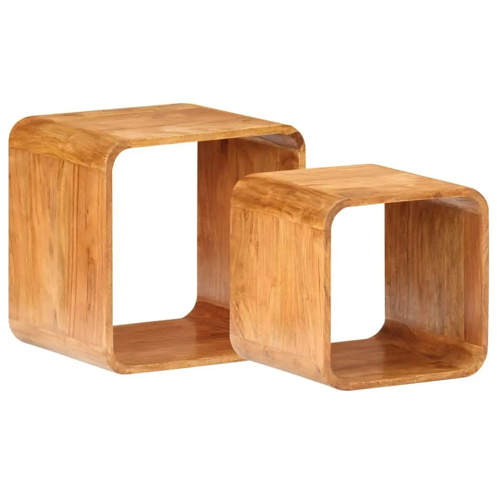 Side Tables 2 pcs Solid Acacia Wood Honey Finish 289627