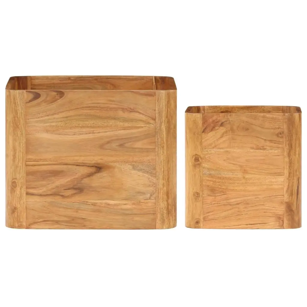 Side Tables 2 pcs Solid Acacia Wood Honey Finish 289627