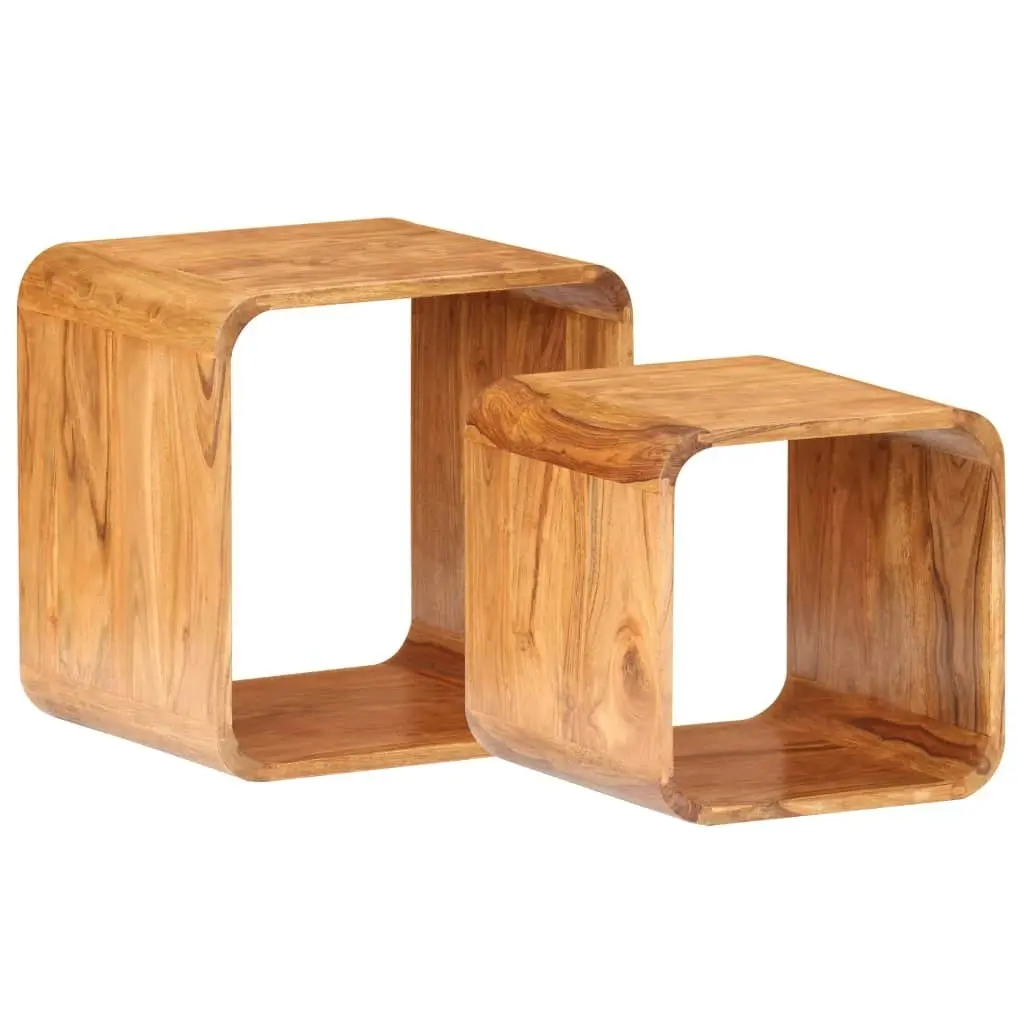 Side Tables 2 pcs Solid Acacia Wood Honey Finish 289627