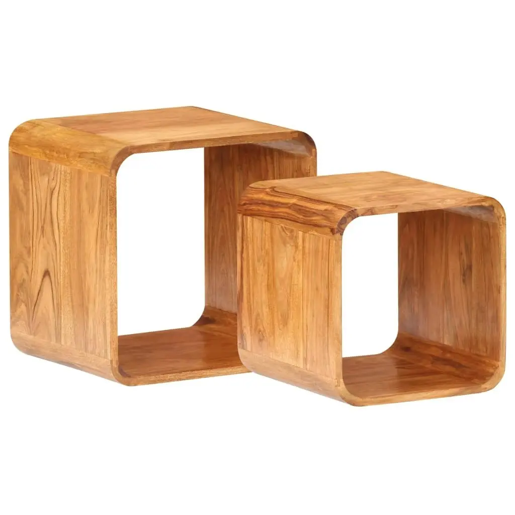 Side Tables 2 pcs Solid Acacia Wood Honey Finish 289627