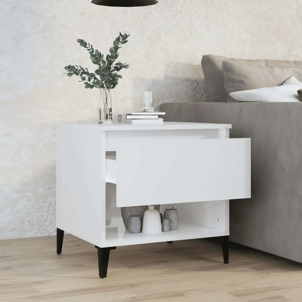 Side Table High Gloss White 50x46x50 cm Engineered Wood 819552