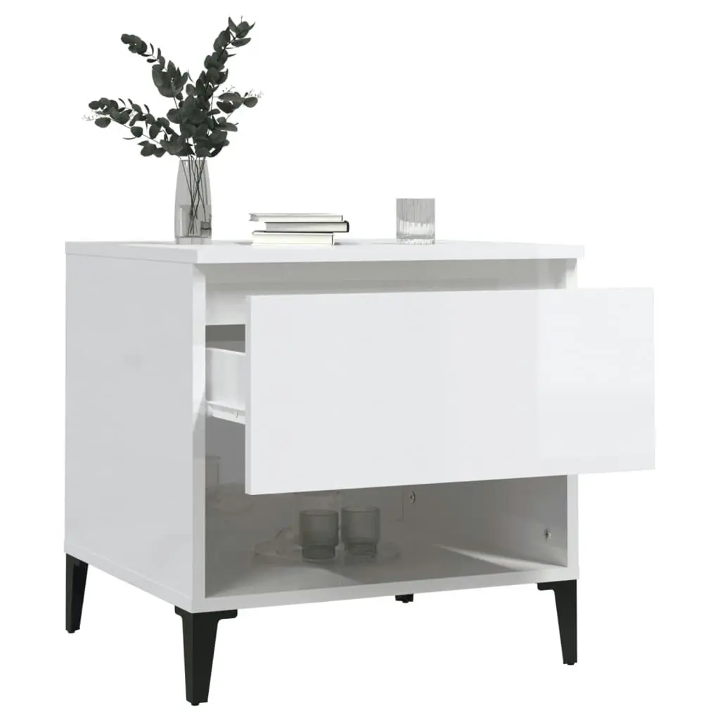 Side Table High Gloss White 50x46x50 cm Engineered Wood 819552