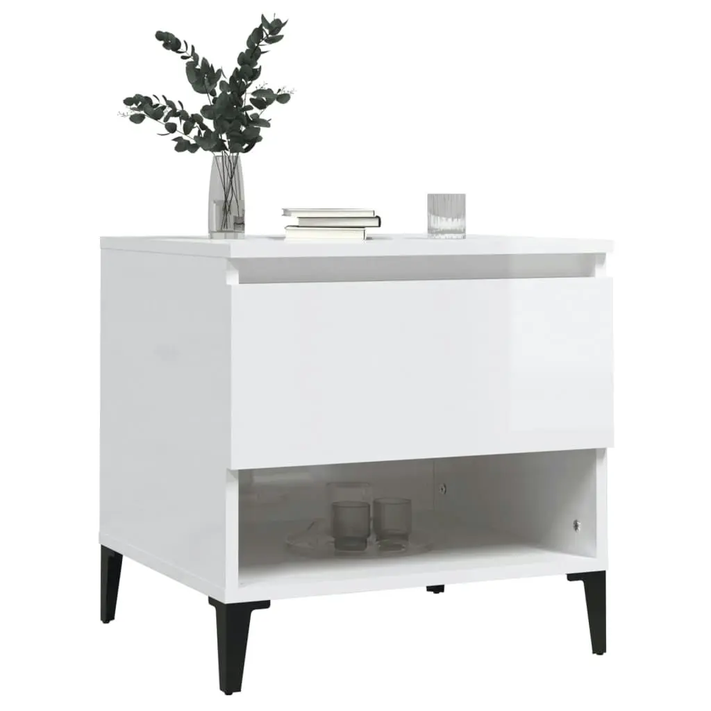 Side Table High Gloss White 50x46x50 cm Engineered Wood 819552