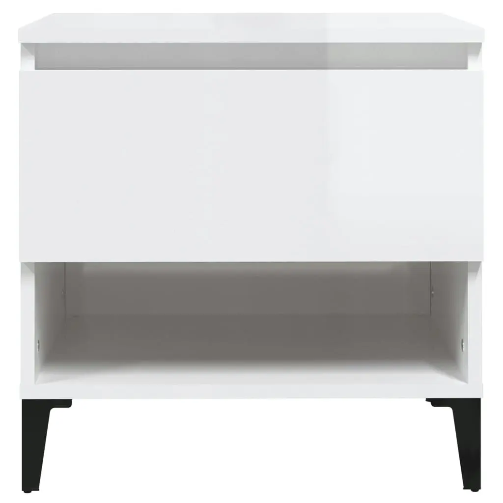 Side Table High Gloss White 50x46x50 cm Engineered Wood 819552