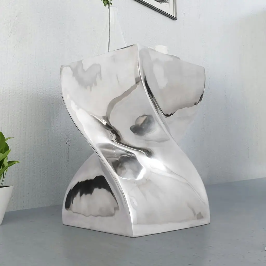 Stool/Side Table Twisted Shape Aluminium Silver 243507