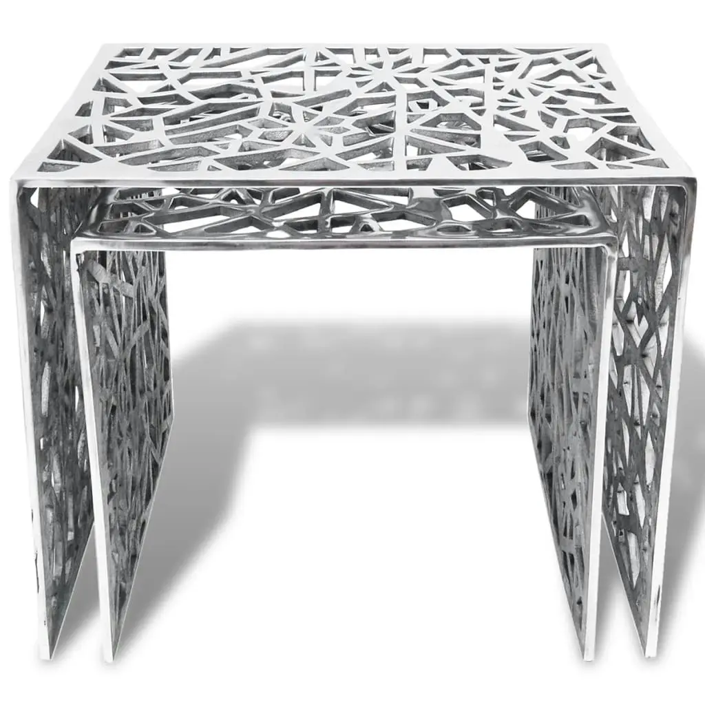 Two Piece Side Tables Square Aluminium Silver 243508