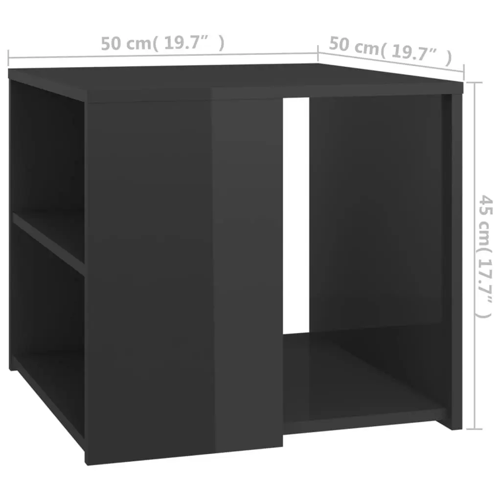 Side Table High Gloss Grey 50x50x45 cm Engineered Wood 806390