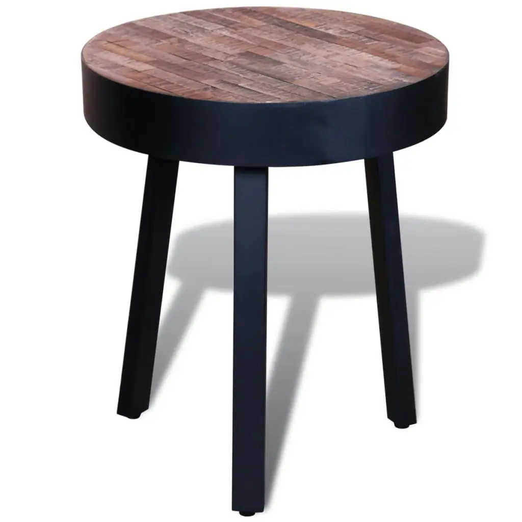 End Table Round Reclaimed Teak Wood 241713