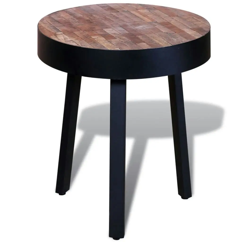 End Table Round Reclaimed Teak Wood 241713