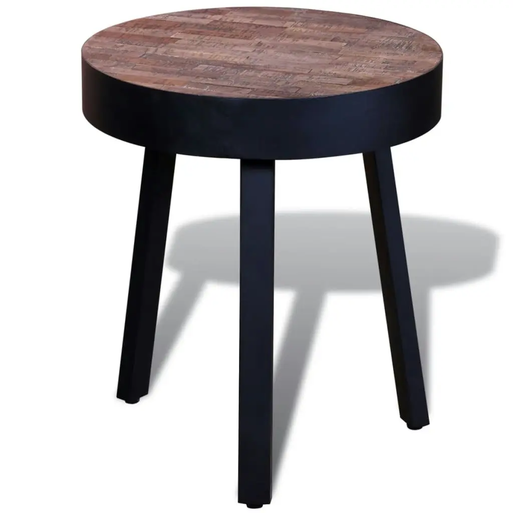 End Table Round Reclaimed Teak Wood 241713