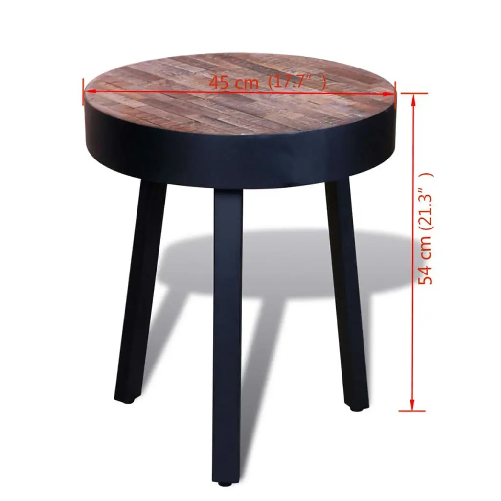 End Table Round Reclaimed Teak Wood 241713