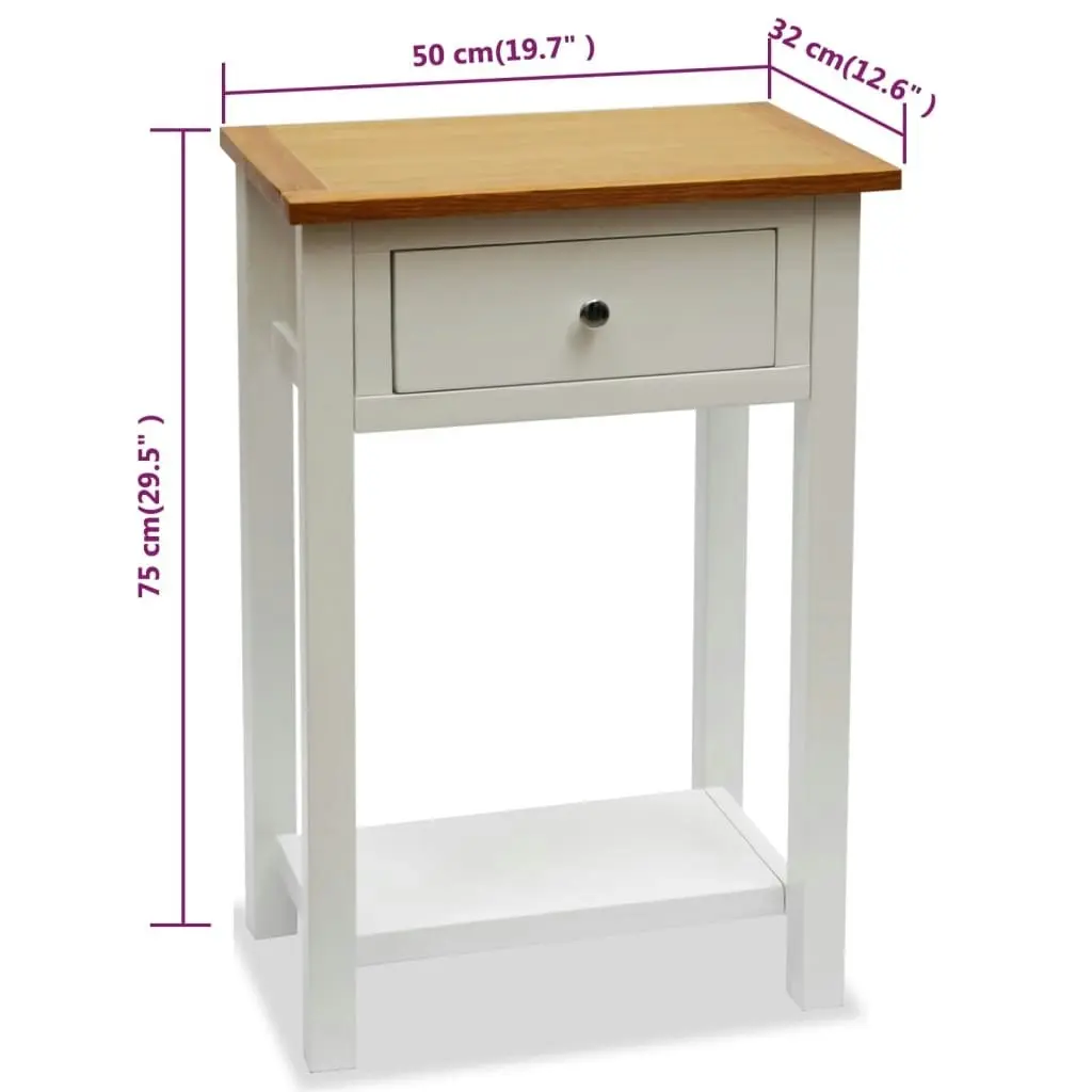 End Table 50x32x75 cm Solid Oak Wood 247048