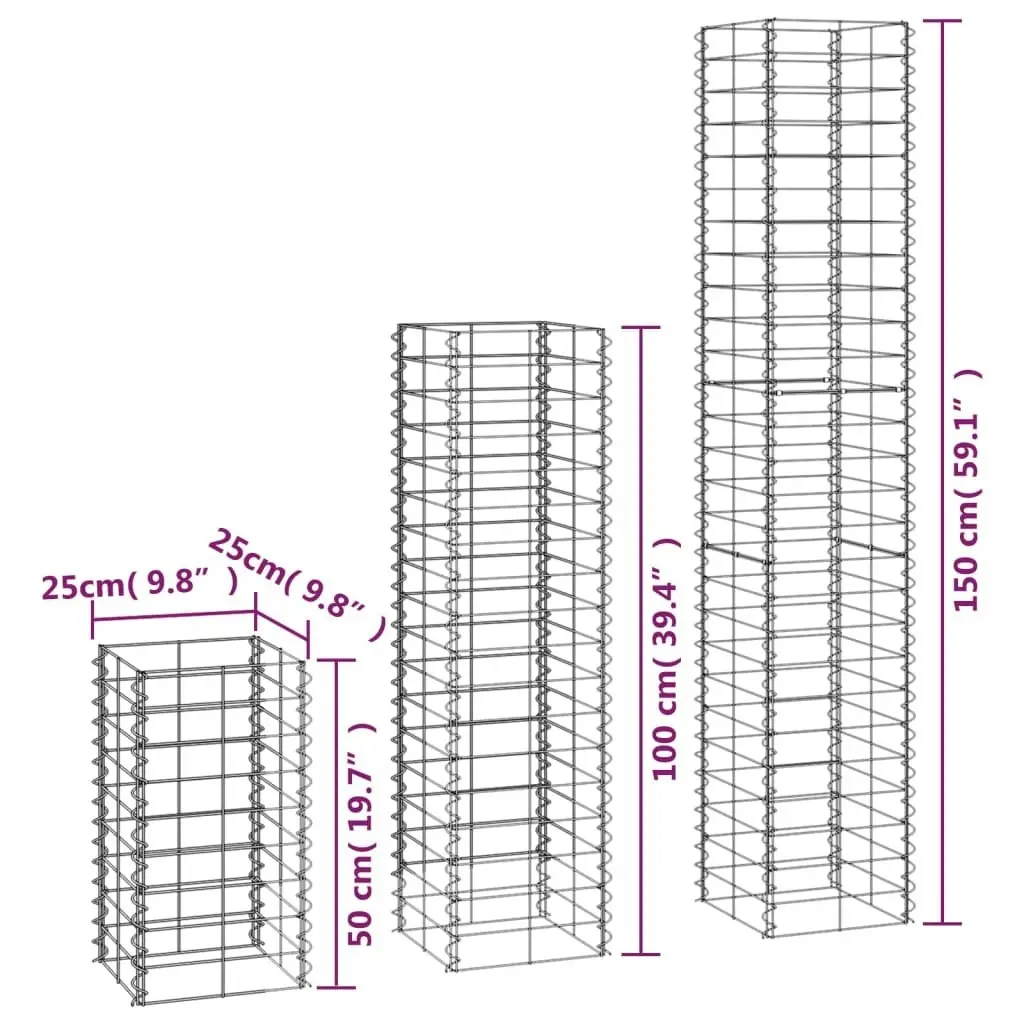 6 Piece Gabion Set Galvanised Wire 141049