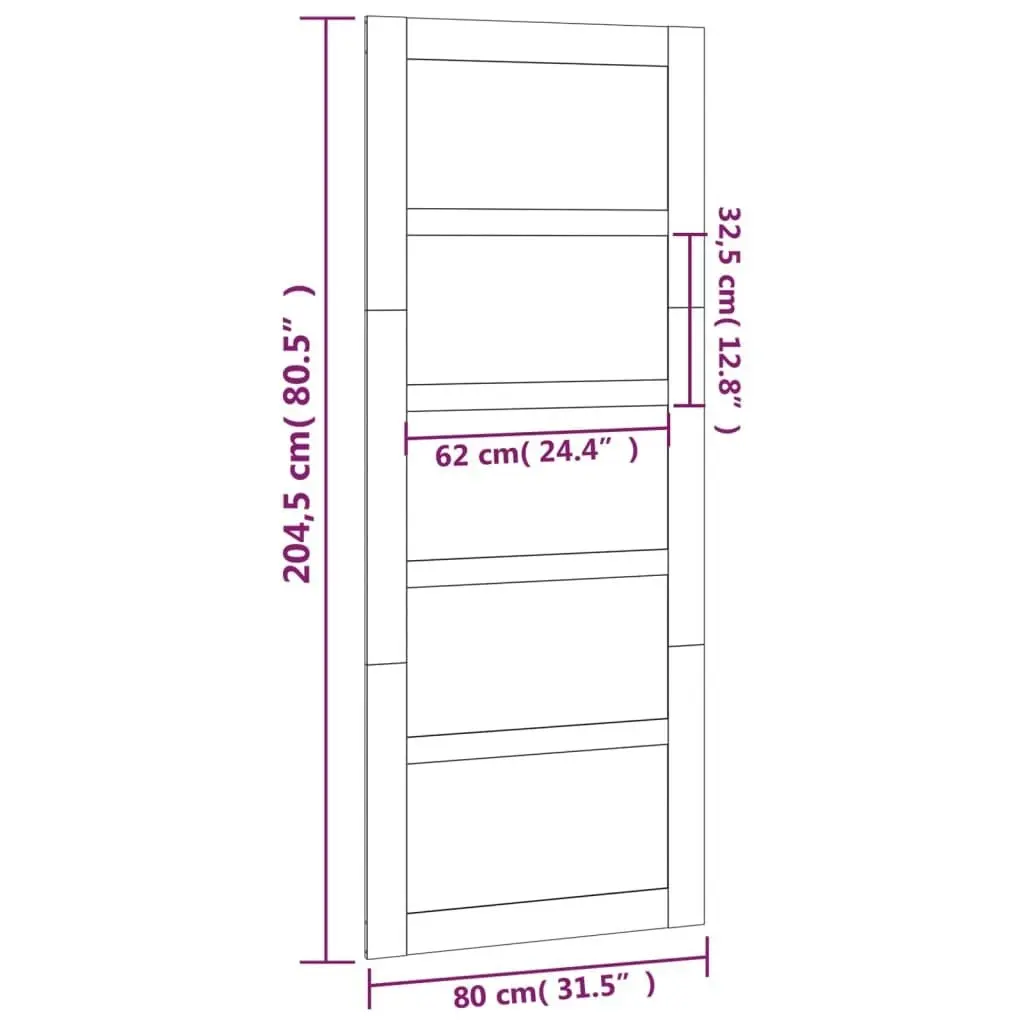 Barn Door 80x1.8x204.5 cm Solid Wood Pine 824613